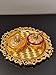 LUXCKY Golden Decorative Designer Roli Chawal/Rice Holder, Kumkum Haldi Holder Rakhi Pooja Thali Indian Festival Diwali Pujan Mandir Tika Roli Plate (Round Shape)
