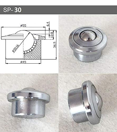 30 mm Stahl-Förderkugel Silber Transferlagereinheit Rollenräder kleine runde Öse Förderkugel – 1 Stück