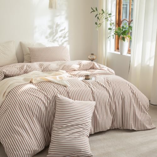 FOSSA Striped Duvet Cover Set 100% Washed Cotton Linen Feel Twin by FOSSA - Used condition - Image 8