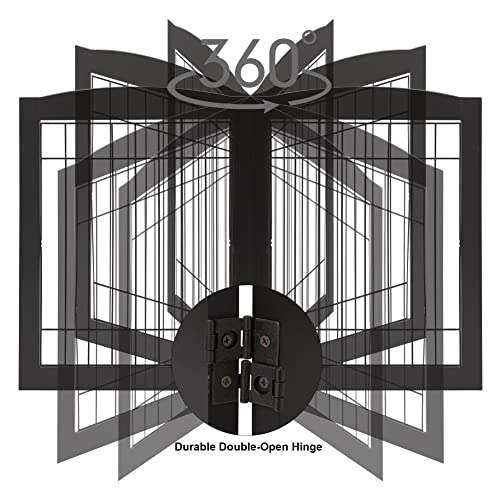 LZRS Sturdy Wood Pet Gate, Freestanding Wire Pet Dog Gate Safety Fence Indoor, Foldable Stair Barrier Pet Exercise for Most Furry Friends, Dog Gate for Stairs, Doorways, Black,24″ Height-4 Panels LZRS Sturdy Wood Pet Gate, Freestanding Wire Pet Dog Gate Safety Fence Indoor, Foldable Stair Barrier Pet Exercise for Most Furry Friends, Dog Gate for Stairs, Doorways, Black,24″ Height-4 Panels