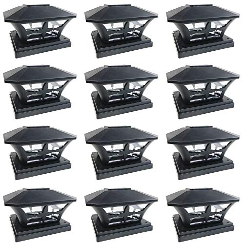 Iglow 12 Pack Black Outdoor Garden 6 X 6 Solar Smd Led Post Deck Cap Square Fence Light Landscape Lamp Pvc Vinyl Wood #TOP25