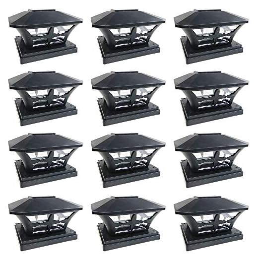 iGlow 12 Pack Black Outdoor Garden 6 x 6 Solar SMD LED Post Deck Cap Square Fence Light Landscape Lamp PVC Vinyl Wood
