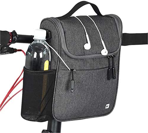 CamGo Waterproof Handlebar Bag for Bike - Cycling Front Storage Basket Bags Multipurpose Shoulder Pack Canvas Handbags with Rain Cover (Grey)