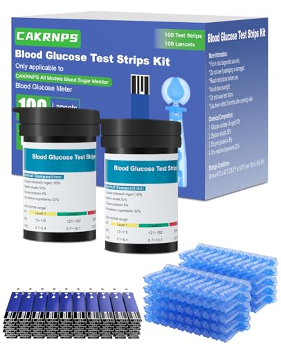 CAKRNPS Blood Glucose Test Strips, 100 Count Blood Sugar Test Strips and 100 lancets for Diabetes, Accurate, Auto Code, Compatible with All CAKRNPS Glucometer for Easy Blood Sugar Testing (No Monitor)