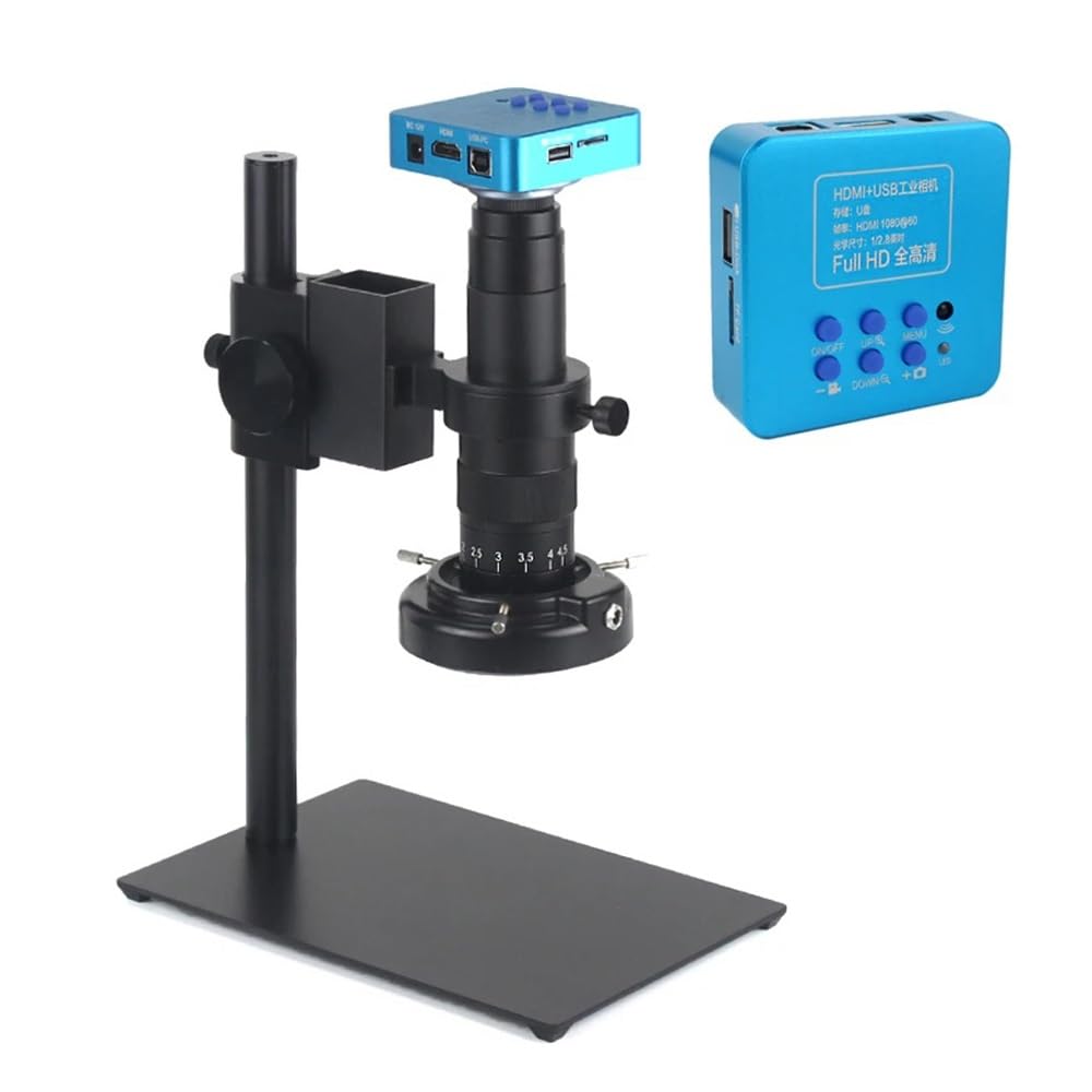 Microscope 48MP 4K 2K HDMI VGA Industrial Digital Video Microscope Camera Monocular 120X 180X 300X Zoom C-Mount Lens for Repair Soldering(B 13MP HDMI USB,120X)