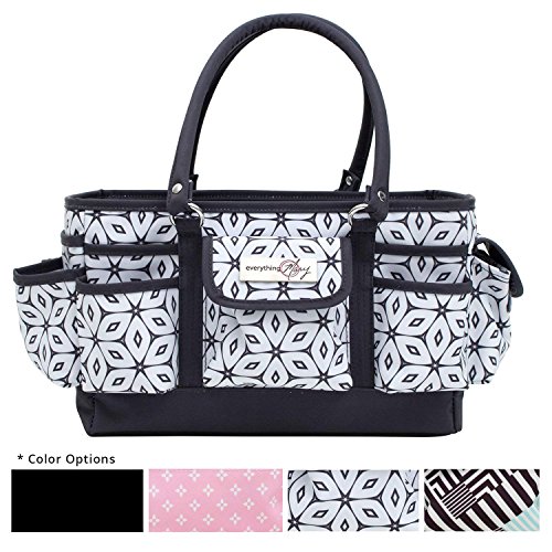 Everything Mary Grey Geometric Deluxe Store and Tote - Storage Craft Bag Organizer for Crafts, Sewing, Paper, Art, Desk, Canvas, Supplies - High Quality Storage Organization with Handles for Travel