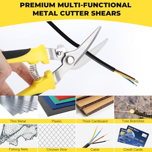 XUDYVCO Tin Snips for Cutting Metal Sheet, Upgrade Heavy Duty Aviation Tin Snips with Sharp Stainless Steel Blade, Professional 8IN Straight Cut Metal Snips for Sheet Metal, Aluminum, Cardboard, Cable - Image 6