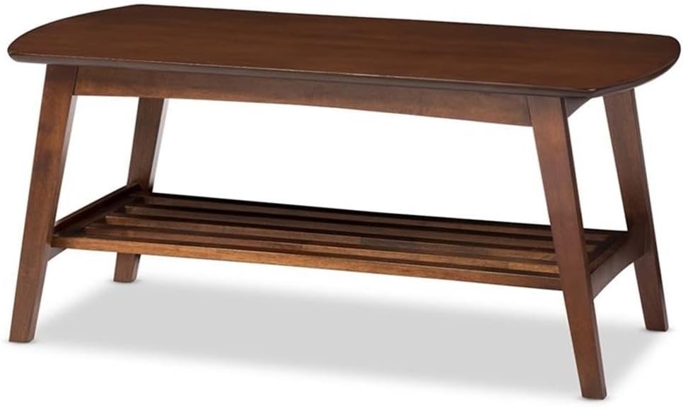 Baxton Studio Sacramento Mid-Century Modern Scandinavian Style Coffee Table, Dark Walnut
