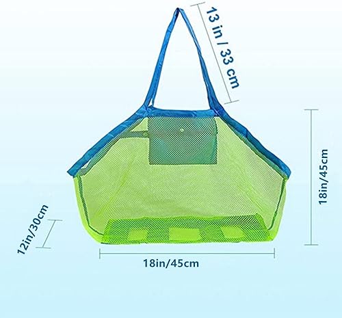 Miniatura 2 de Paquete de 2 bolsas de playa de malla extra grandes para almacenamiento de juguetes para niños, bolsa de malla plegable grande para juguetes para