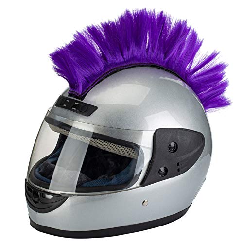 PAXLamb Helmet Hawks Motorcycle Helmet Mohawk Wigs Helmet Mohawk Wig for Motorcycle Bicycle Ski Snowboard Helmet Hair Patches Skinhead Costumes Wig Cosplay Wig (Purple)
