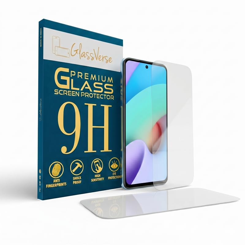 Image of GlassVerse PureView Tempered Glass for Redmi 10 Prime | Crystal Clear, 9H Hardness Screen Protector, Edge to Edge, Case Friendly, Hassle-less Installation Kit Included. (Pack of 2)