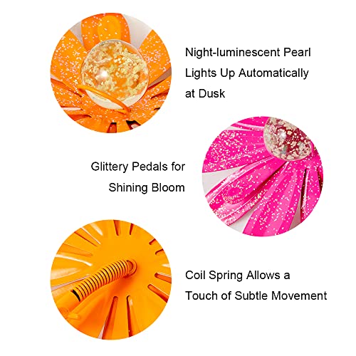 Meetyamor Outdoor Spring Garden Decor, 26" High 8''Dia Metal Flowers Decorative Garden Stakes, Front Yard Art Floral Picks, Garden Barnyard Party Cemetery Grave Lawn Outside Ornaments Decorations #TOP3