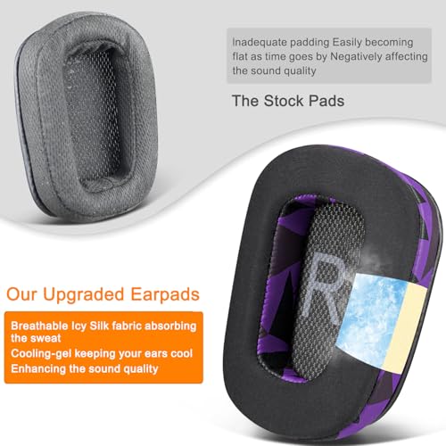 Image of SOULWIT Ear Pads Cushions Replacement for Logitech G35 G930 G933 G933S G935 G633 G633S G635 G533 G430 G431 G432 G433 Gaming Headset, Earpads for G332 G230 G231 G233 Headphones (G933 CG Purple Black)