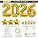 Upgraded, 42in Large 2026 Balloons Numbers, with 8pcs Star Balloon and Accessories, 3D Premium Aluminum Foil, New Years Eve Balloons Decorations, Perfect for New Years Eve Party Supplies 2026, Gold