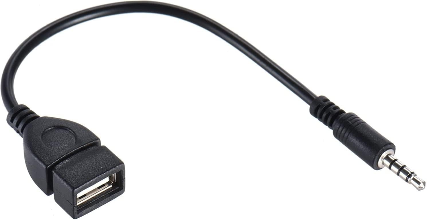 3.5mm (1/8 inch) AUX Audio Plug Male to USB 2.0 Female OTG Adapter Converter Cable for Playing Music with U-Disk in Your Car，Worked only When Your CAR 3.5mm AUX Port Must has Audio decoding Function