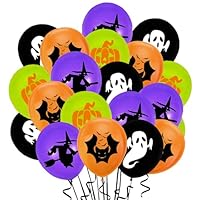 Jwssor Halloween Party Decoration,20pcs Black Orange Purple Balloons,Halloween Ghost Balloons for Party