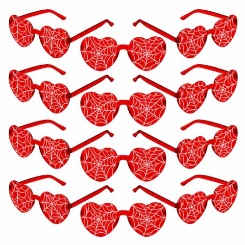 Kingdder 12 Pcs Spider Party Favors Spider Glasses Red Blue Heart Eyeglasses for Birthday Classroom Pool Party Decorations Gifts Supplies