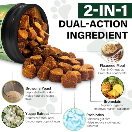 NEXZL 200 Chews Flea and Tick Prevention Chews-No Poo Chew for Dogs-2 in 1 Control Coprophagia & Flea Tick Supplement-Natural Soft Treats Deterrent Eat Poop with Digestive Enzymes Probiotics-Chicken — view 3