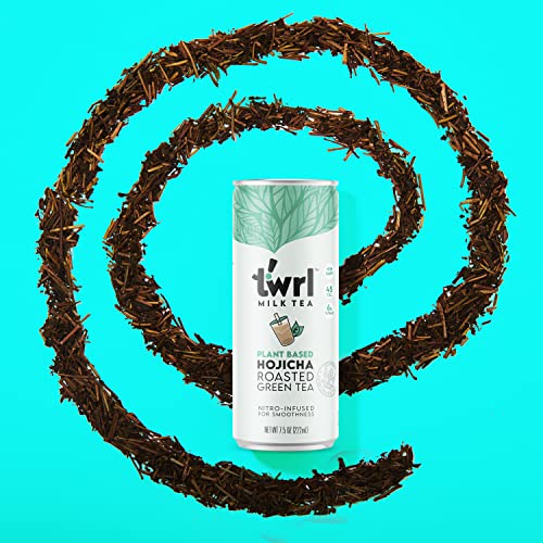 Twrl Milk Tea - Hojicha Roasted Green Milk Tea Made With Plant-Based Milk, Low Sugar, Organic, Antioxidant-Rich And Nitro-Infused For Smooth Taste - 7.5 Ounce, Pack Of 12 #TOP6