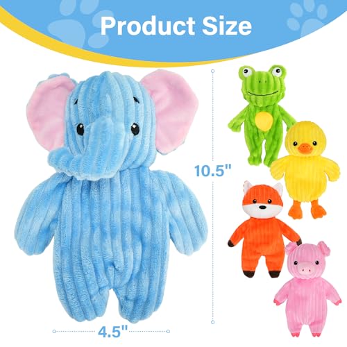 Prime Pets Dog Toys, 5 Pack, Plush Dog Squeaky Toys, No Stuffing Bodies, Crinkle Animals Pet Toy for Small Medium Large Dogs, Puppy Chew Toy to Keep Them Busy - Image 5