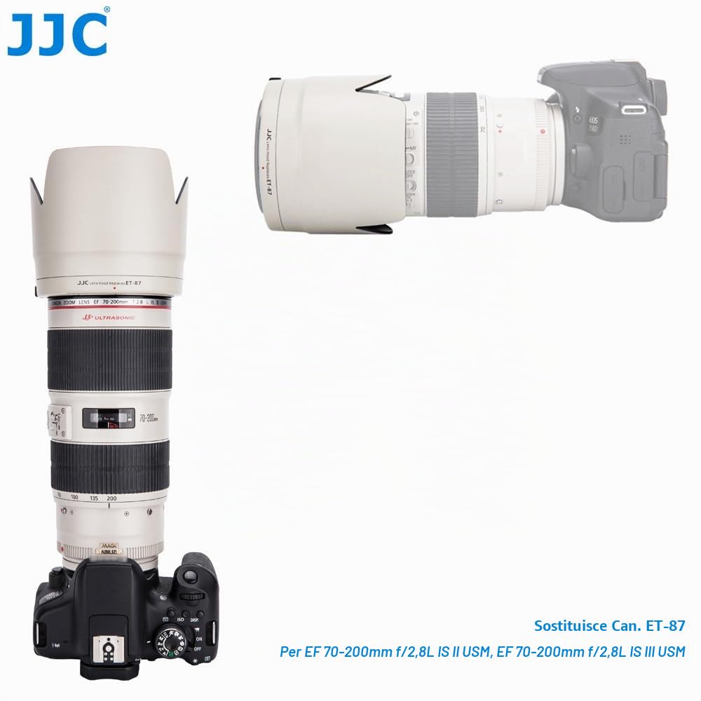 JJC Paraluce a tulipano reversibile bianco per obiettivo Canon EF 70-200mm f/2.8L IS II USM, EF 70-200mm f/2.8L IS III USM, sostituisce Canon ET-87, LHET87WT