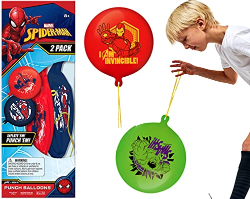 JA-RU Marvel Avengers & Spiderman Punch Balloons for Kids (1 Pack, 2 Punching Balloons) Big Bouncy Inflatable Toys Birthday Decorations & Goodie Bags Stuffers for Kids. 6800-1