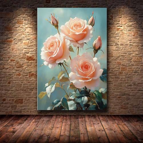 Image d'art rose TERUEA peinture de roses pour une touche de douceur