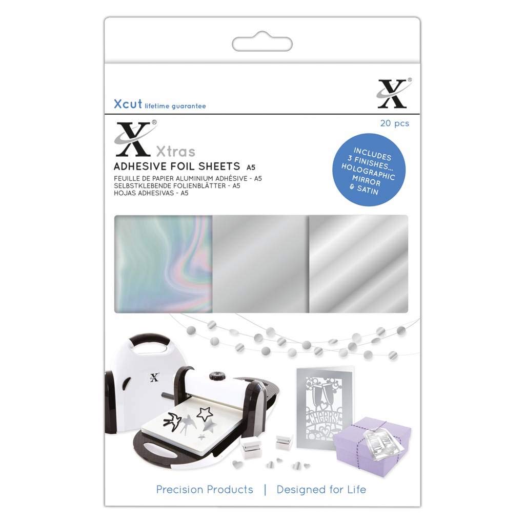 Xcut Xtras A5 Adhesive Foil Sheets - 20 Pieces - Silver