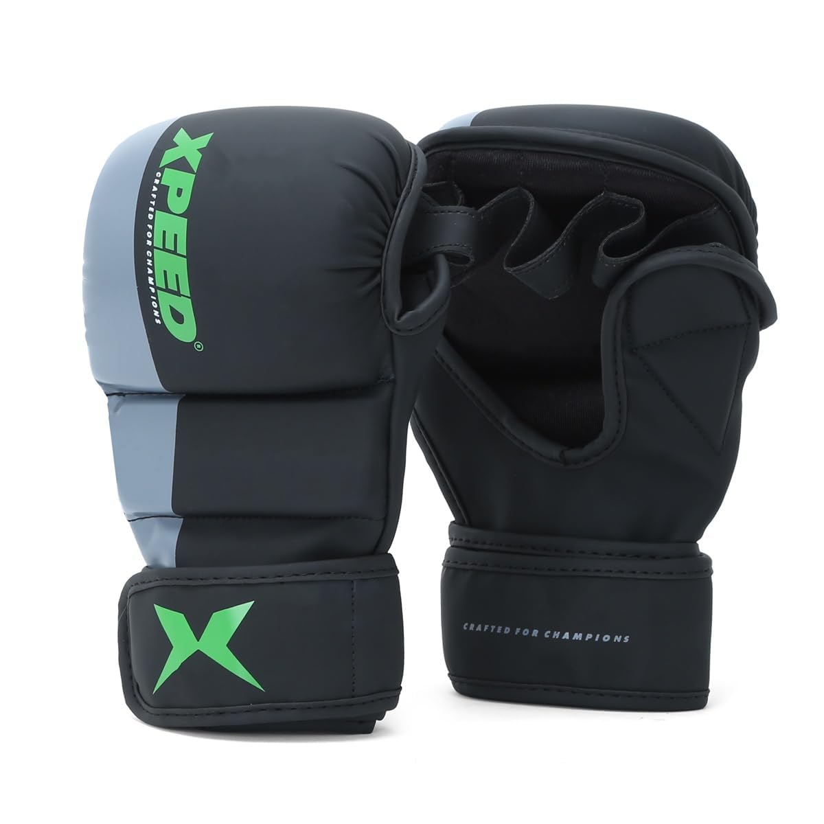 XPEED Striking XP1504 - Guanti da grappling in poliuretano, per arti marziali, sport da combattimento, MMA, allenamento, guanti sportivi versatili, chiusura avvolgente con gancio e anello (L/XL, verde
