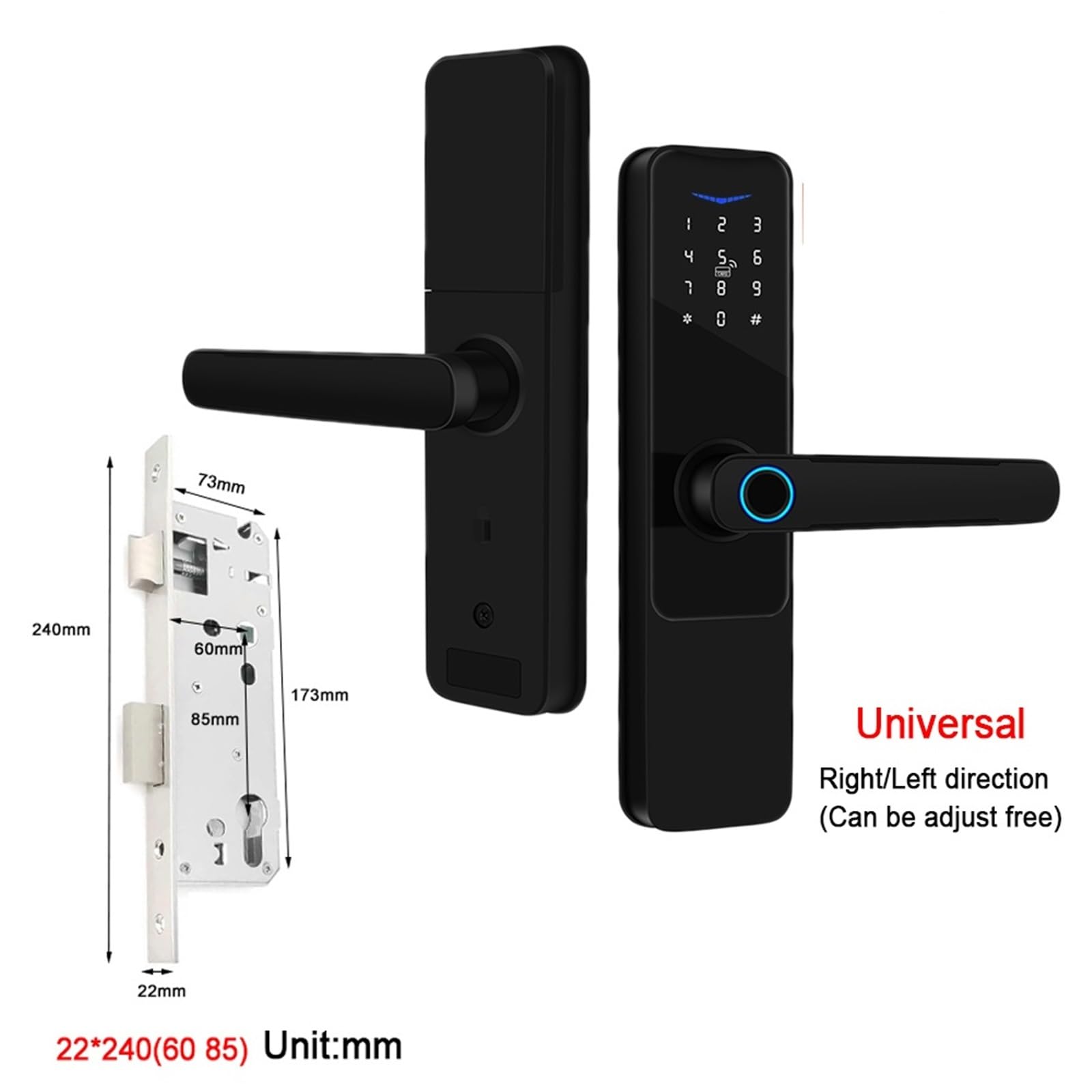 Inteligentny zamek do drzwi z uchwytem dostęp bezkluczykowy wejściowych WIFI inteligentne życie darmowa aplikacja zdalnie sterowane 35-120mm(22 x 240 (6085))