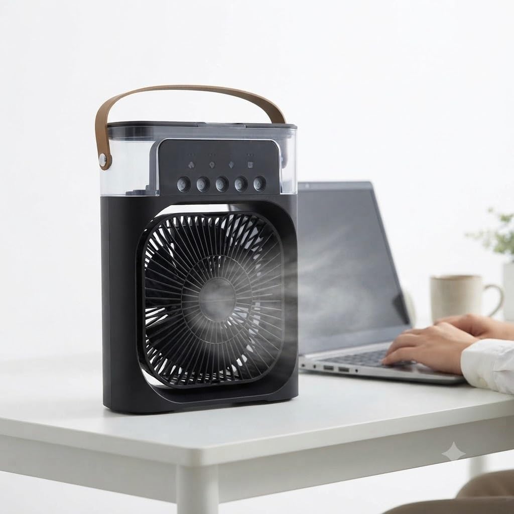 Drumstone 𝟏𝟓𝐘𝐫 𝐖𝐚𝐫𝐫𝐚𝐧𝐭𝐲 Portable Personal Air Cooler Fan | 3-in-1 USB Mini Air Conditioner with Humidifier, Air Purifier, 3 Wind Speeds, 7 Color LED Night Light, Timer & Multiple SprayMode-image-46