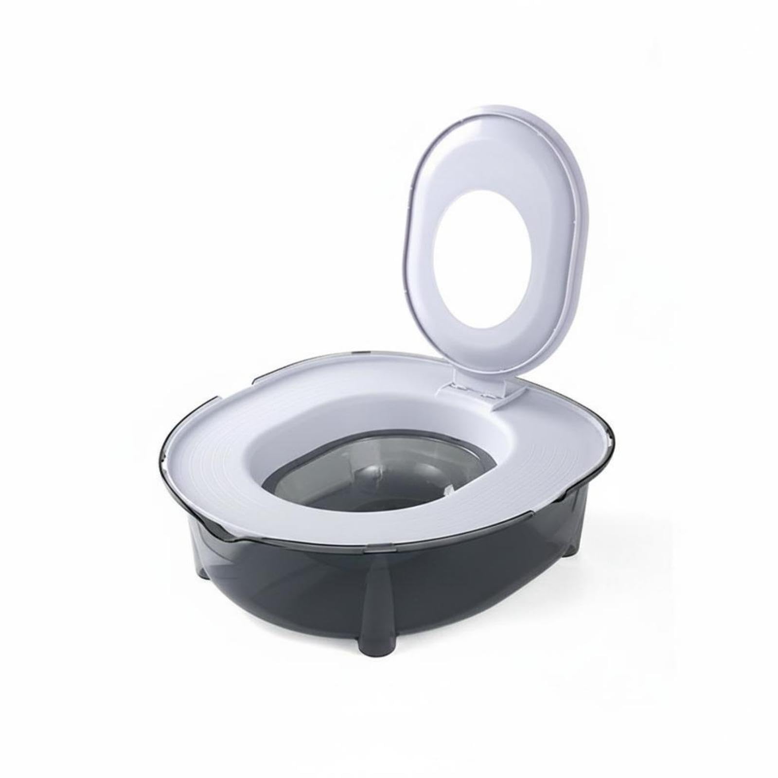 Portable Cat Toilet Hinged Lid Waste Receptacle Compact Pet Hygiene Product Gray-image-23