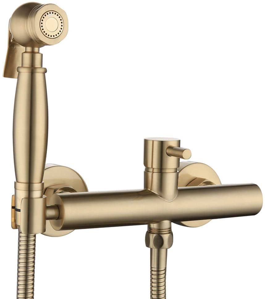 Bidet Spray Set en laiton doré brossé eau chaude et froide pour fixation murale de toilettes