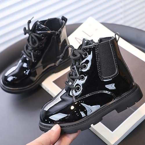 WUIWUIYU Boys Girls Chelsea Boots Side Zipper School Combat Boots Round-Toe Soft Non-slip Winter Combat Booties (Toddler/Little Kid)4
