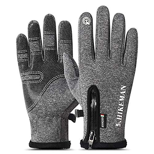 ZATOOTO Winter Sport Driving Touchscreen Gloves - Warm Lightweight Running Hiking Hunting Ski Fishing Waterproof Thermal Non-Slip Work Gloves for Women Men Grey Medium