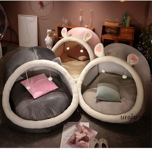 テント 一人用 室内 ハウス 寝具 クッション付き (グレー, 横幅100cm×奥行き130cm×高さ90cm) - URAKUTOYS - 商品画像