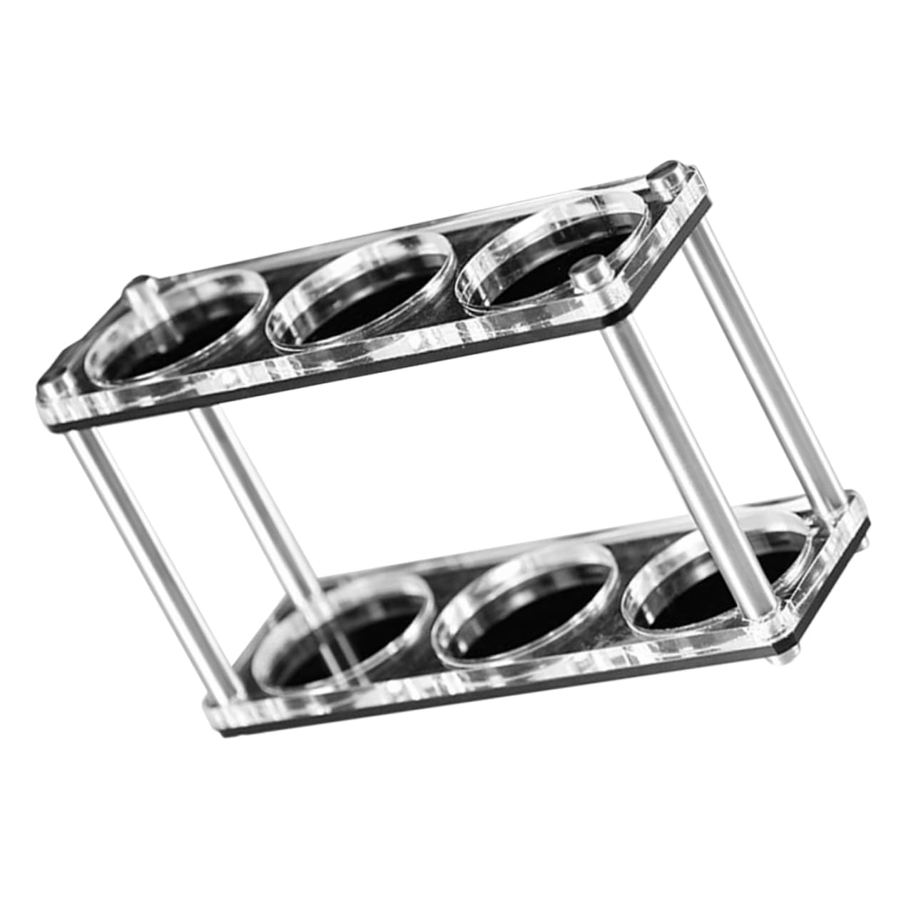 PRETYZOOM Acryl Doppelschicht Regal für Kaffeezubehör mit 51/53/58mm Halterung und Aufbewahrungsplatz