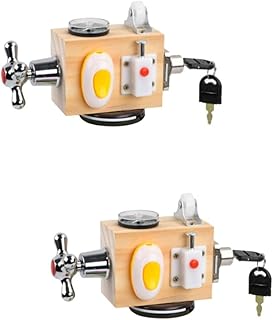 ibasenice 2 Peças Brinquedos Montessori Montessori Placa Ocupada Cubo Ocupado Brinquedos De Viagem Brinquedos Pré-Escolares Cubo De Atividade De Madeira Brinquedos Educativos Montessori