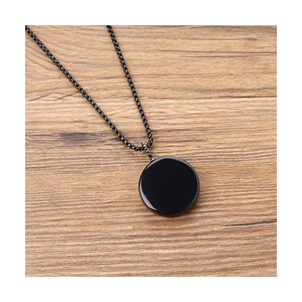 COAI Tree of Life Healing Crystal Black Obsidian Necklace Stainless Steel Box Chain 60cm - Image 6