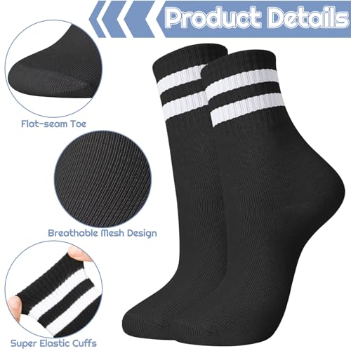 Utensilsto 6 Paare Socken Herren Damen, 39-42 Sportsocken Tennissocken Streifen Baumwolle Sport Socken für Damen Herren, Schwarz, Grau, Weiß, Blau, Lila, Rosa