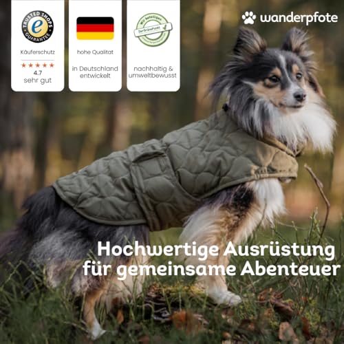 Wanderpfote Hundemantel – Steppjacke Hundejacke Stilvoll und Elegant – Hundemantel Wasserdicht – optimal für kleine und mittelgroße Hunde (Grün, XXXL)