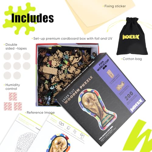 Image of FIFA World Cup 2026 Trophy Wooden Puzzles - 5MM Thick Officially Licensed Poster Puzzles - Premium World Cup 2026 Merchandise, Memorabilia Gift for Football Fan, 200 pcs Jigsaw Puzzle
