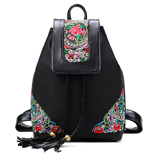 Abaría: Mochilas tipo casual con bordados flores bolso mujer universidas escolar chica