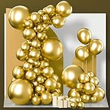PartyWoo Gold Balloons 152pcs Different Sizes of 18 12 10 5 Inch Gold Balloon Arch Kit Garland for Birthday Wedding Anniversary Baby Shower Graduation Retirement Casino Party Decorations Gold-G101