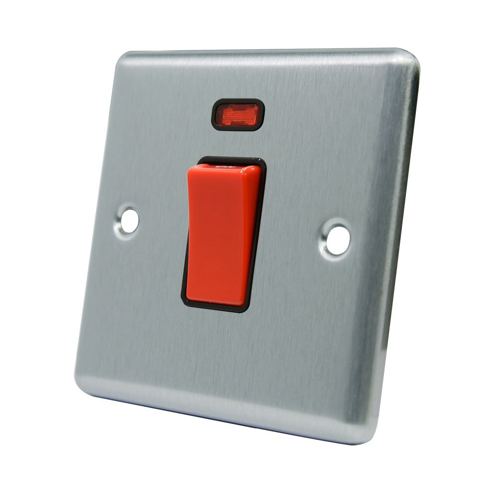 Alliance Electrical Black Aet Csccswbl 45 A 1-Gang Satin Finish Chrome Classical Dp Insert Cooker Switch With Neon Indicator