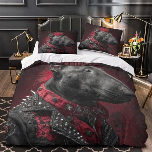 Housse de couette chiots poméraniens 260x220 parure lit microfifre fermeture éclair - 2