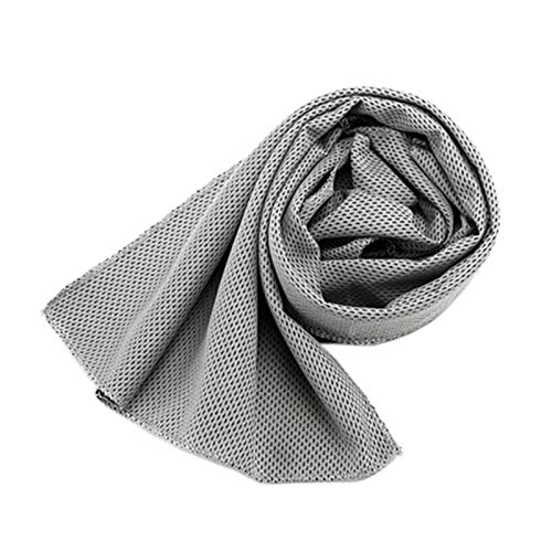 Gaoominy Sport Ice Towel 90x30cm Utility Enduring Instant Cooling Face Towel Heat Relief Reusable Chill Cool Towel fit Sports Gym Jogging(Gray)