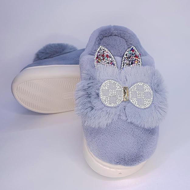 ELEG & STILANCE Women's Winter Woolen Fur Slippers - Warm Non-Slip Multicolor Orthopedic Soft Slides 2 51XJw324fYL