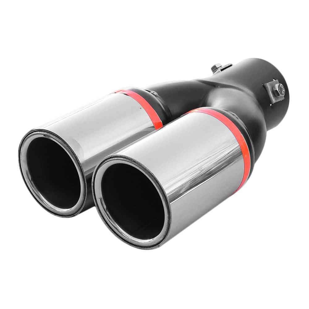 Doppel Auspuffblende Endrohr Auspuff Universell Schalldampf Doppelendrohr Sport Sportauspuff Blende Edelstahl Rund von 33mm bis 50mm