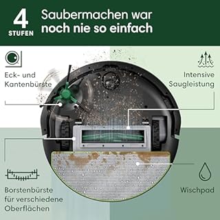 iRobot Roomba 105 Combo + AutoEmpty Dock - Automatische Entleerung für bis zu 75 Tage - Saugen + Wischen - Clearview LiDAR- 7000Pa - 120 mins - SmartScrub - Umfährt Hinderniss - App - Schwarz